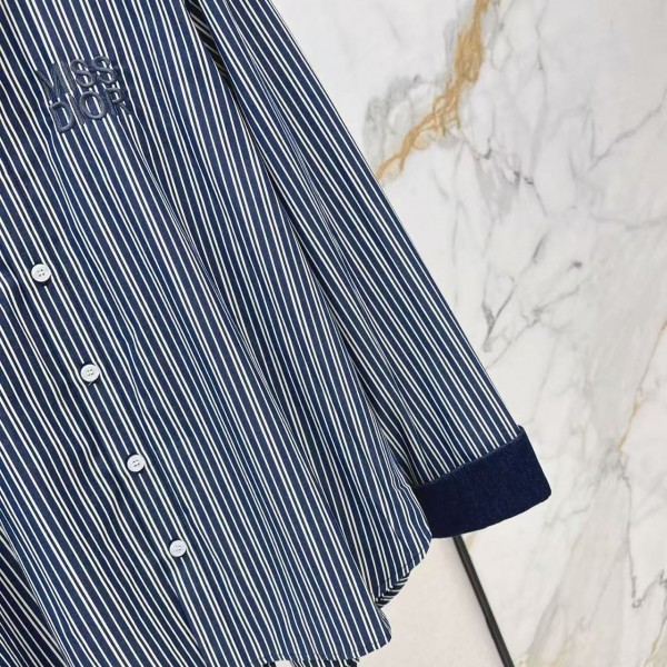 Loewe spring and summer new logo embroidery striped shirtLoewe spring and summer new logo embroidery