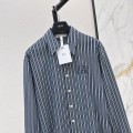 「#5047」Loewe spring and summer new logo embroidery striped shirtLoewe spring and summer new logo embroidery