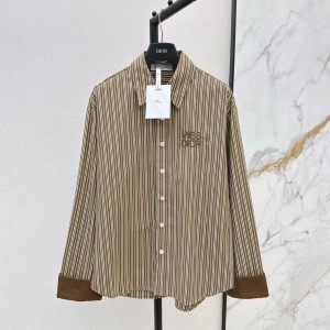 「#5050」Loewe spring and summer new logo embroidery striped shirtLoewe spring and summer new logo embroidery