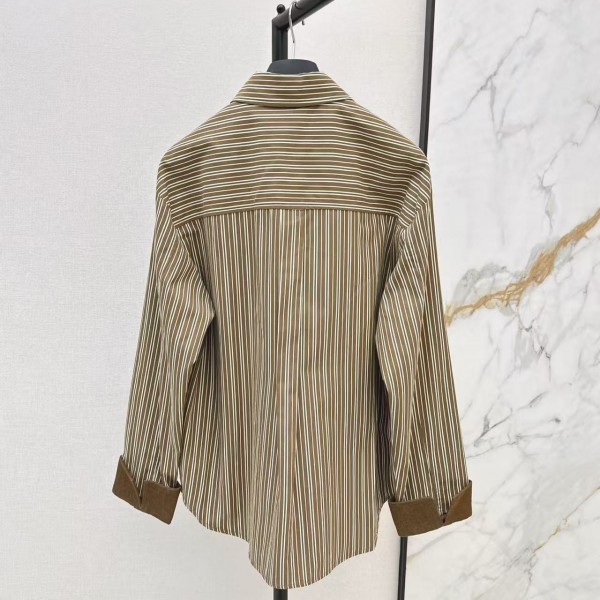 Loewe spring and summer new logo embroidery striped shirtLoewe spring and summer new logo embroidery