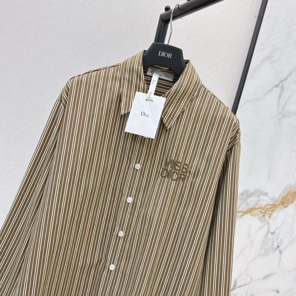 Loewe spring and summer new logo embroidery striped shirtLoewe spring and summer new logo embroidery