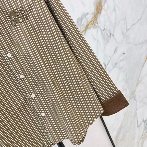 Loewe spring and summer new logo embroidery striped shirtLoewe spring and summer new logo embroidery