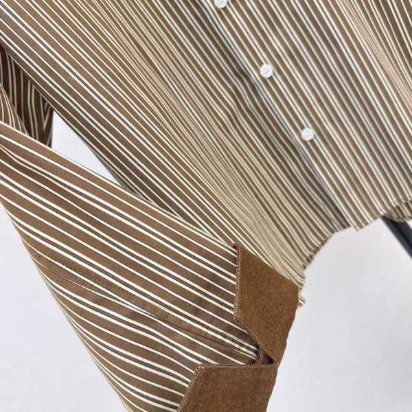 Loewe spring and summer new logo embroidery striped shirtLoewe spring and summer new logo embroidery