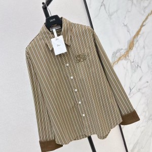 「#5050」Loewe spring and summer new logo embroidery striped shirtLoewe spring and summer new logo embroidery