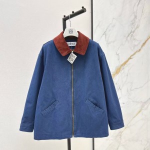 「#5054」Loewe Spring and Summer New Color-blocking Series Lapel Mid-length Casual Jacket