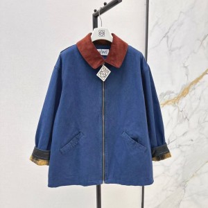 「#5054」Loewe Spring and Summer New Color-blocking Series Lapel Mid-length Casual Jacket
