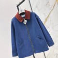 「#5054」Loewe Spring and Summer New Color-blocking Series Lapel Mid-length Casual Jacket