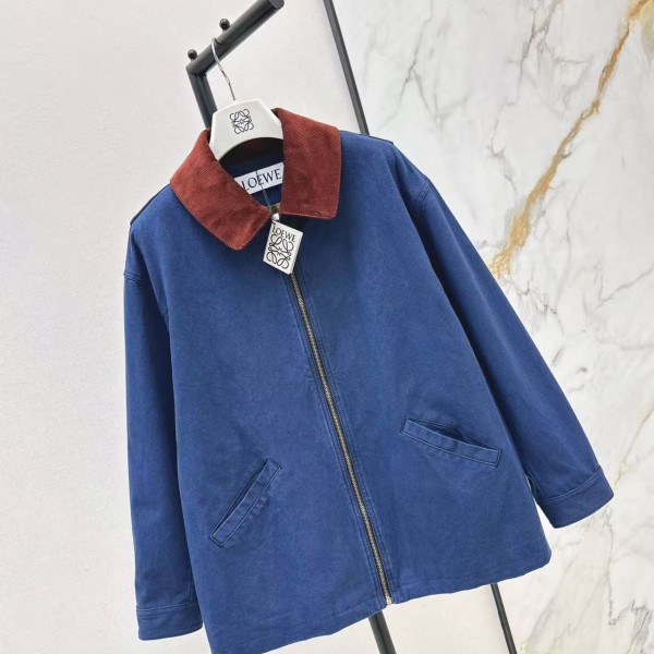 Loewe Spring and Summer New Color-blocking Series Lapel Mid-length Casual Jacket