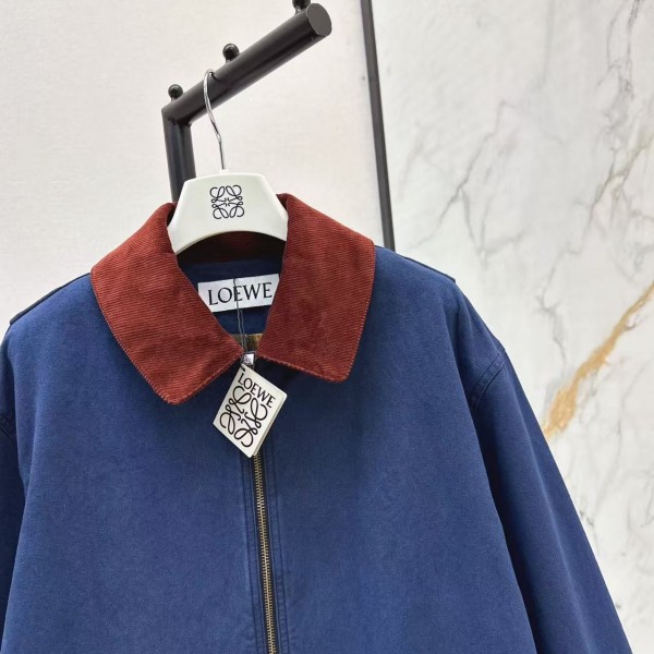 Loewe Spring and Summer New Color-blocking Series Lapel Mid-length Casual Jacket