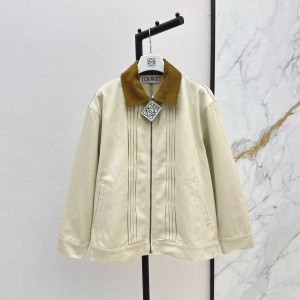 「#5055」Loewe Spring and Summer New Color-blocking Series Lapel Mid-length Casual Jacket