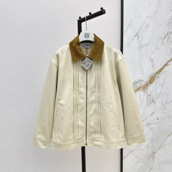 「#5055」Loewe Spring and Summer New Color-blocking Series Lapel Mid-length Casual Jacket