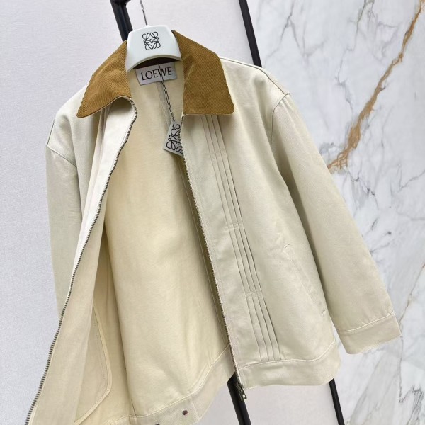 Loewe Spring and Summer New Color-blocking Series Lapel Mid-length Casual Jacket