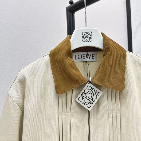 Loewe Spring and Summer New Color-blocking Series Lapel Mid-length Casual Jacket