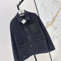 「#5056」Loewe SpringSummer New Vintage Leather Brand Decorated Denim Jacket