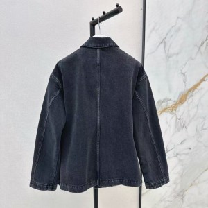 「#5056」Loewe SpringSummer New Vintage Leather Brand Decorated Denim Jacket