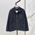「#5056」Loewe SpringSummer New Vintage Leather Brand Decorated Denim Jacket