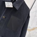 「#5056」Loewe SpringSummer New Vintage Leather Brand Decorated Denim Jacket