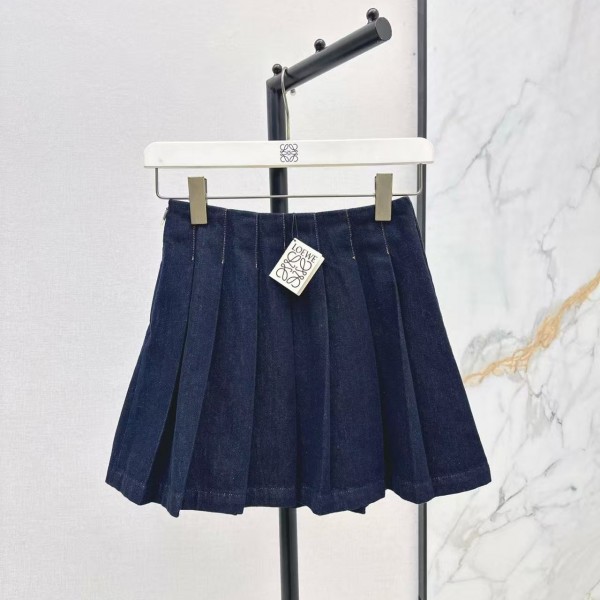 「#5057」Loewe SpringSummer New Vintage Denim Women's Denim Pleated Skirt
