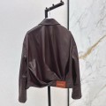 「#5061」Loewe Spring and Summer latest retro modern fashion design imported sheepskin pleated women's jacket