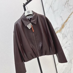 「#5061」Loewe Spring and Summer latest retro modern fashion design imported sheepskin pleated women's jacket