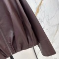 「#5061」Loewe Spring and Summer latest retro modern fashion design imported sheepskin pleated women's jacket