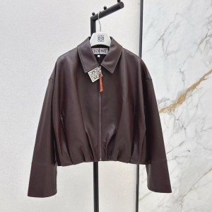 「#5061」Loewe Spring and Summer latest retro modern fashion design imported sheepskin pleated women's jacket