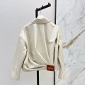 「#5062」Loewe Spring and Summer latest retro modern fashion design imported sheepskin pleated women's jacket