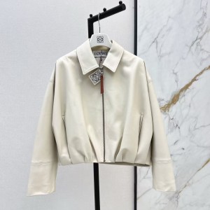 「#5062」Loewe Spring and Summer latest retro modern fashion design imported sheepskin pleated women's jacket