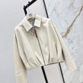 「#5062」Loewe Spring and Summer latest retro modern fashion design imported sheepskin pleated women's jacket