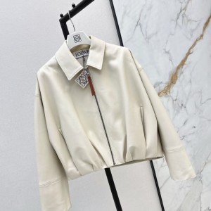 「#5062」Loewe Spring and Summer latest retro modern fashion design imported sheepskin pleated women's jacket