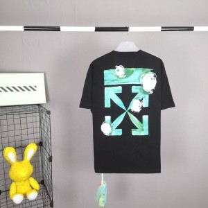 「#5146」off white eco-friendly graffiti arrow print cotton T-shirt