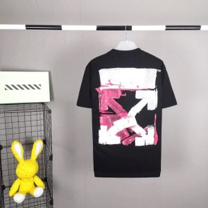 「#5147」off white eco-friendly graffiti arrow print cotton T-shirt