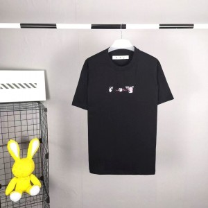 「#5147」off white eco-friendly graffiti arrow print cotton T-shirt