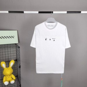 「#5148」off white eco-friendly graffiti arrow print cotton T-shirt