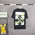 「#5155」off white summer new lucky leaf embroidery print T-shirt
