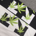 「#5155」off white summer new lucky leaf embroidery print T-shirt