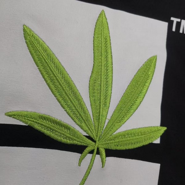 off white summer new lucky leaf embroidery print T-shirt
