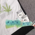 「#5155」off white summer new lucky leaf embroidery print T-shirt
