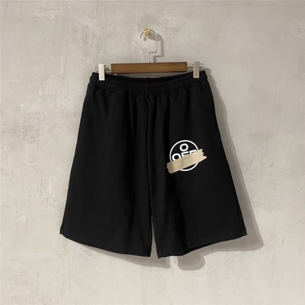 「#5173」Off White new gold-stamped warning line cotton shorts