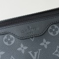 「#5220」LV VOYAGER Small Black Floral Postman Bag M12517,Size:22.5*11*33