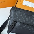 「#5220」LV VOYAGER Small Black Floral Postman Bag M12517,Size:22.5*11*33