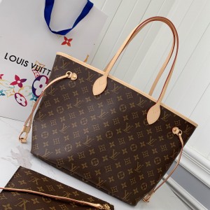 「#1366」Louis Vuitton NEVERFULL Apricot Medium Shopping Bag M40995, Top Quality Size: 31 * 28 * 14cm