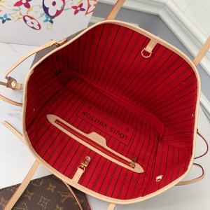 「#1367」Louis Vuitton NEVERFULL Apricot Medium Shopping Bag M41177, Top Quality Size: 31 * 28 * 14cm
