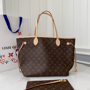 「#1367」Louis Vuitton NEVERFULL Apricot Medium Shopping Bag M41177, Top Quality Size: 31 * 28 * 14cm