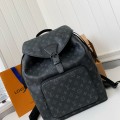 「#1452」Louis Vuitton's New MONTSOURIS Men's Black Flower Backpack M45583, Top Quality Size: 32 * 40 * 19cm