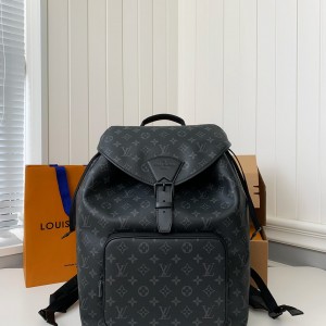「#1452」Louis Vuitton's New MONTSOURIS Men's Black Flower Backpack M45583, Top Quality Size: 32 * 40 * 19cm