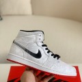 「#1494」Clot x Air Jordan AJ1 Mid "Fearless" White Silk Sneakers