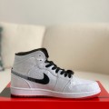 「#1494」Clot x Air Jordan AJ1 Mid "Fearless" White Silk Sneakers