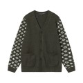 「#1588」SS23 new autumn product LOUIS VUITTON Monogram jacquard V-neck single-breasted long-sleeved knitted