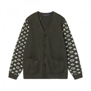 「#1588」SS23 new autumn product LOUIS VUITTON Monogram jacquard V-neck single-breasted long-sleeved knitted